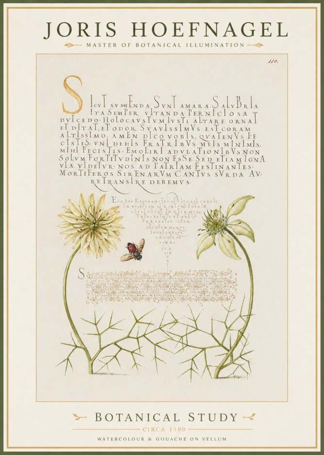 Joris Hoefnagel Botanical Study with Insect No2 - Affiche