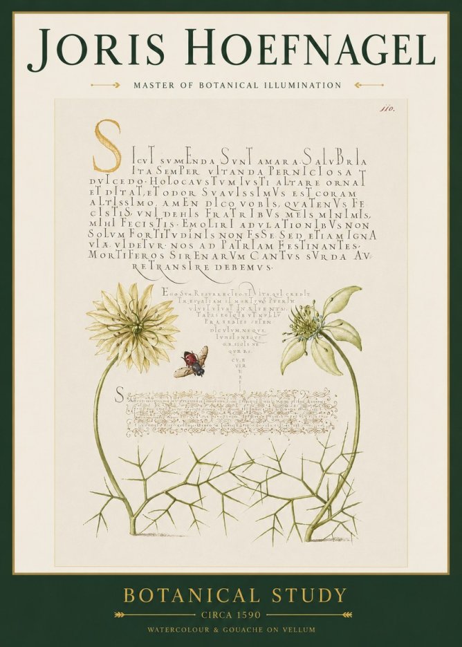 Joris Hoefnagel Botanical Study with Insect No3 - Affiche