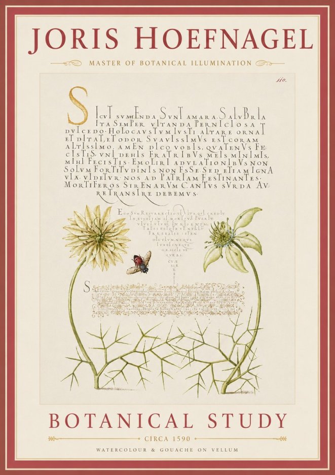 Joris Hoefnagel Botanical Study with Insect No5 - Affiche