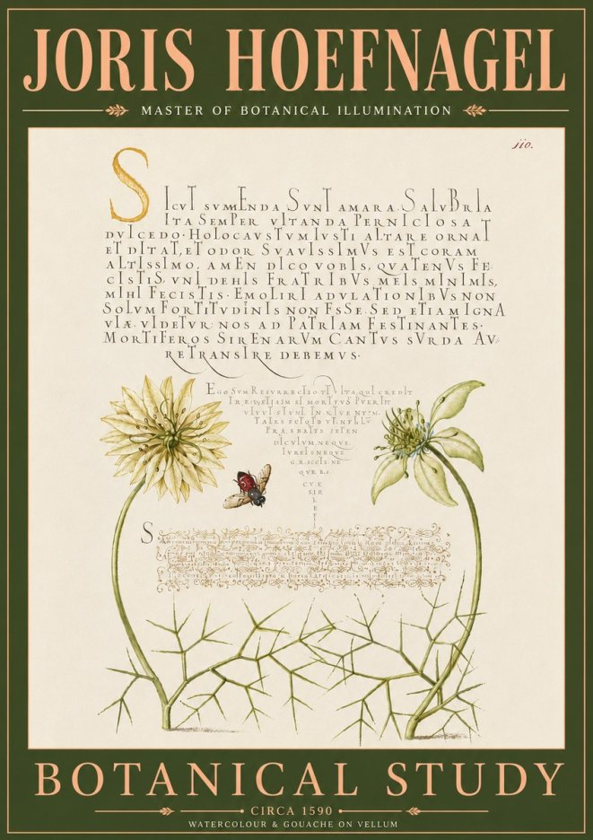 Joris Hoefnagel Botanical Study with Insect No6 - Affiche