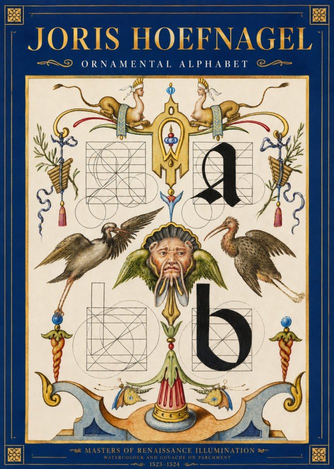 Joris Hoefnagel Ornamental Alphabet No3 - Affiche