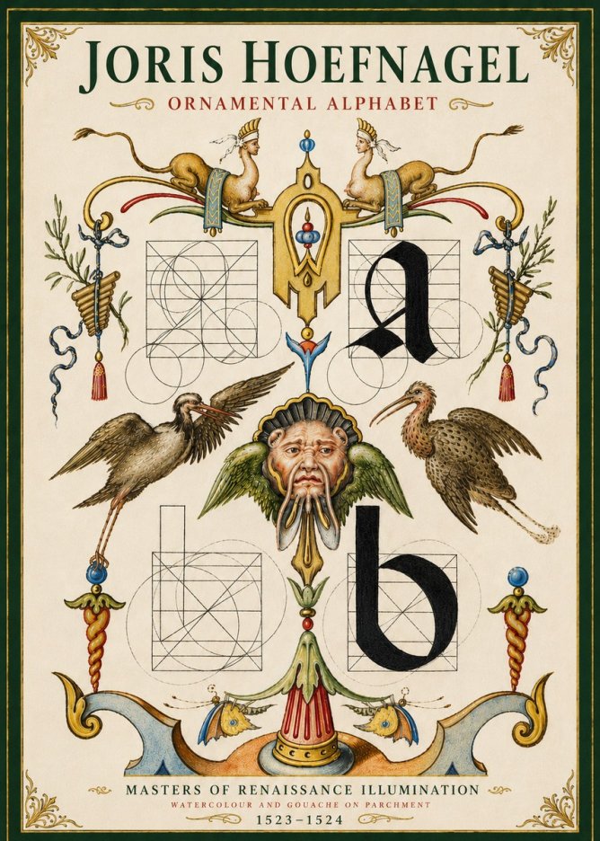 Joris Hoefnagel Ornamental Alphabet No5 - Affiche