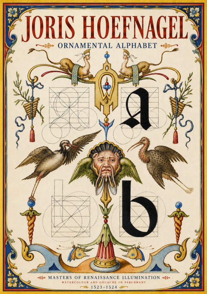 Joris Hoefnagel Ornamental Alphabet No6 - Affiche