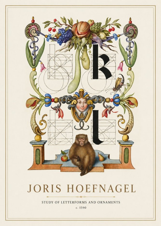 Joris Hoefnagel Study of Letterforms and Ornaments No1 - Affiche