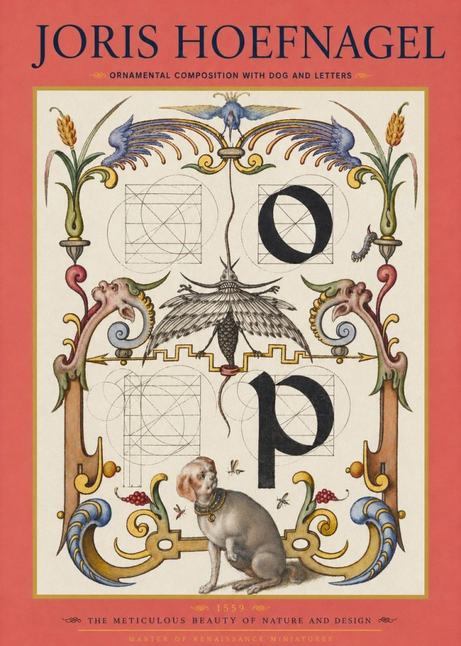 Joris Hoefnagel Ornamental Composition with Dog and Letters No2 - Affiche