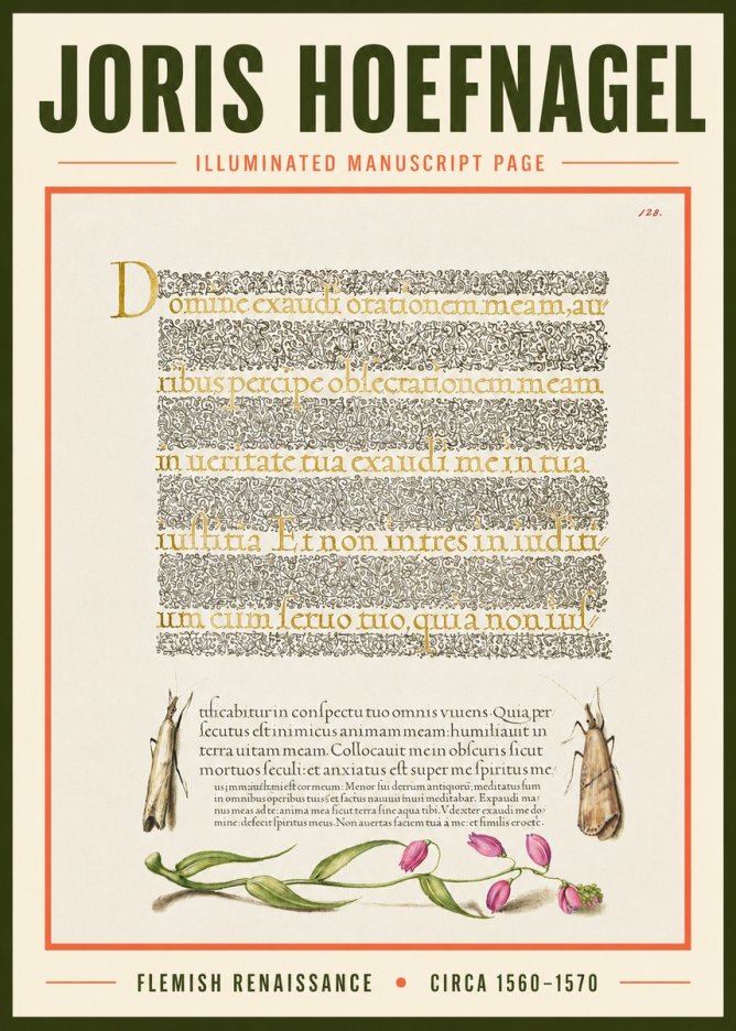 Joris Hoefnagel Illuminated Manuscript Page II No3 - Affiche
