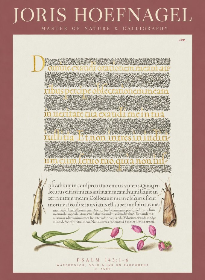 Joris Hoefnagel Illuminated Manuscript Page II No6 - Affiche