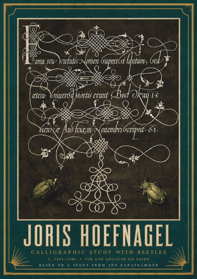 Joris Hoefnagel Calligraphic Study with Beetles No3 - Affiche