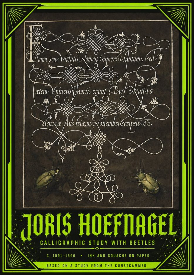Joris Hoefnagel Calligraphic Study with Beetles No4 - Affiche