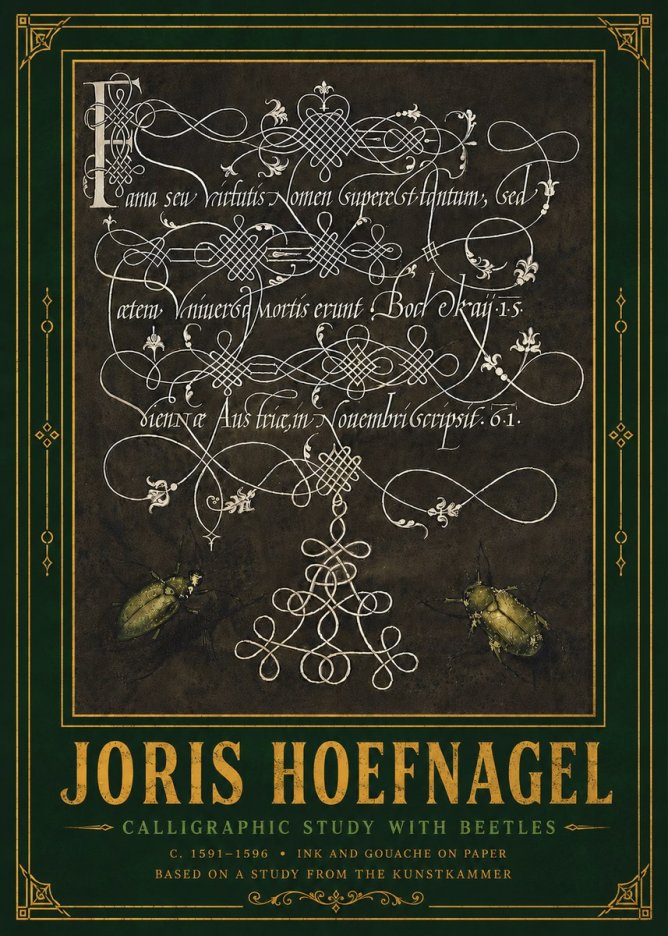 Joris Hoefnagel Calligraphic Study with Beetles No6 - Affiche