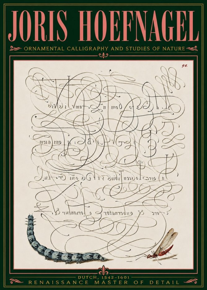 Joris Hoefnagel Ornamental Calligraphy and Studies of Nature No5 - Affiche
