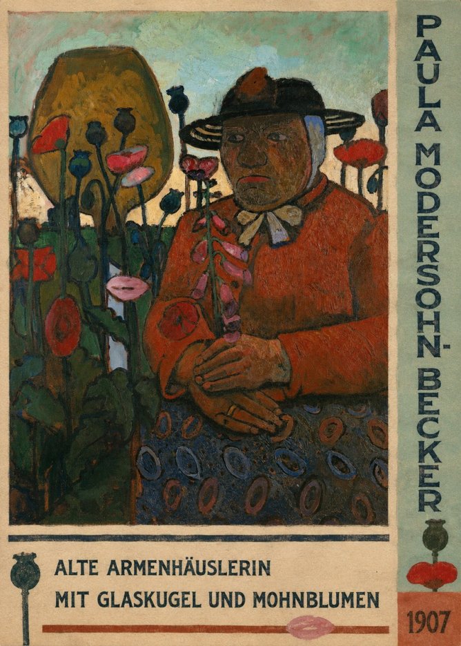 Paula Modersohn-Becker Alte Armenhäuslerin Mit Glaskugel Und Mohnblumen No2 - Affiche