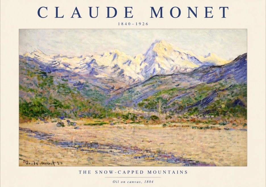 Monet The Snow-capped Mountains No3 - Affiche