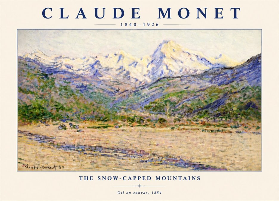Monet The Snow-capped Mountains No6 - Affiche