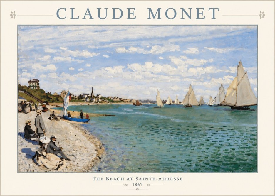 Monet The Beach at Sainte-adresse IV No3 - Affiche