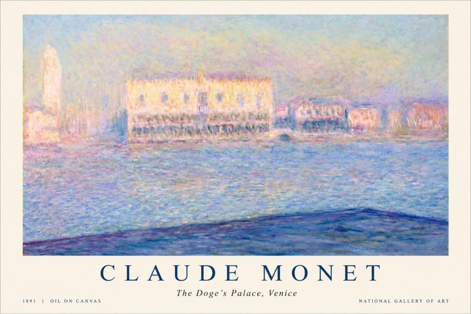 Monet The Doge's Palace, Venice No1 - Affiche