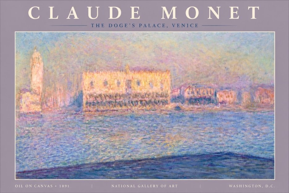Monet The Doge's Palace, Venice No5 - Affiche