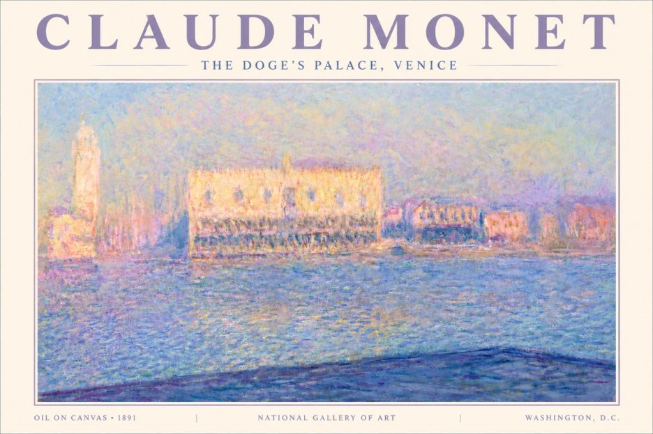 Monet The Doge's Palace, Venice No6 - Affiche