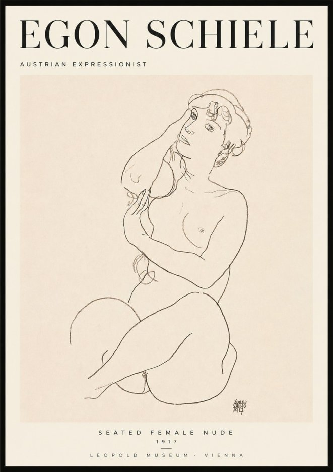 Schiele Seated Female Nude No2 - Affiche
