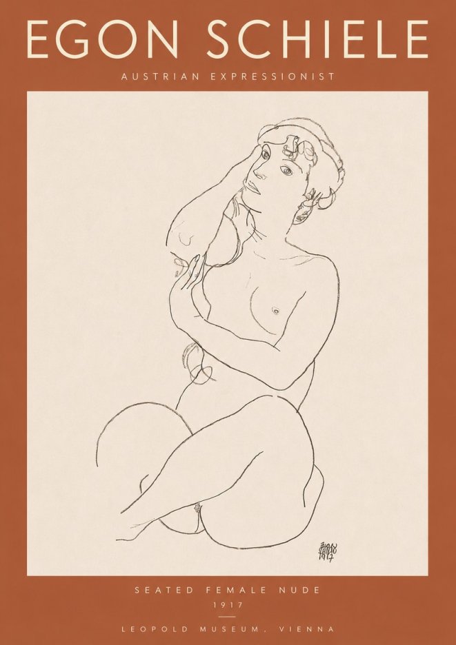 Schiele Seated Female Nude No3 - Affiche