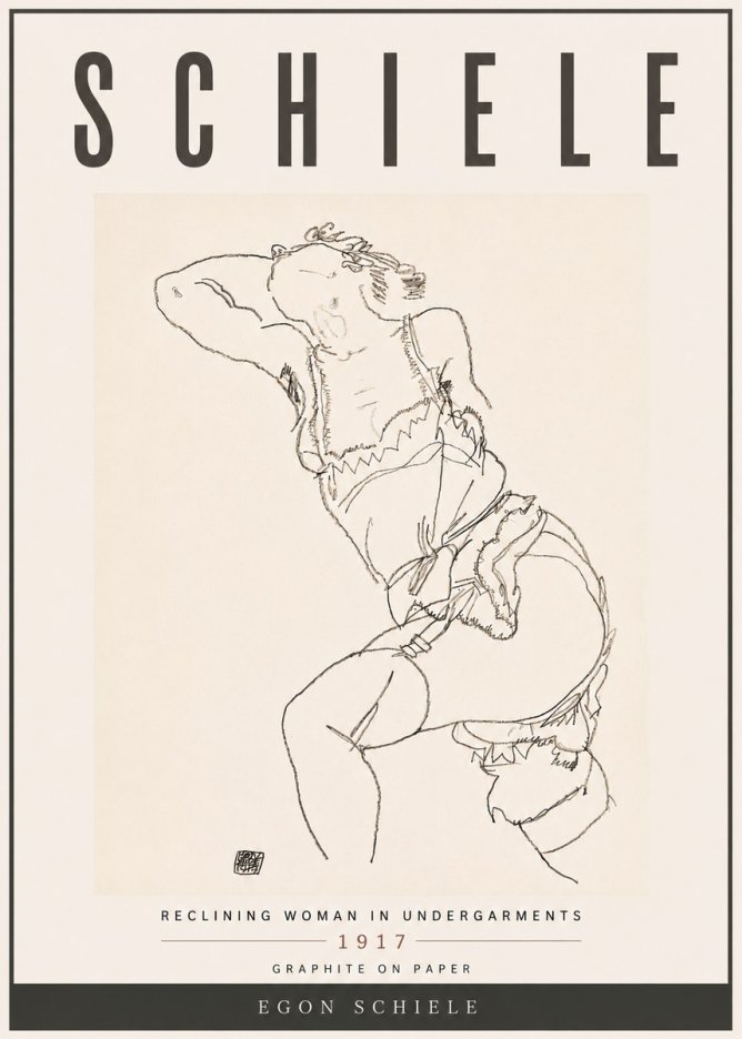 Schiele Reclining Woman in Undergarments No6 - Affiche