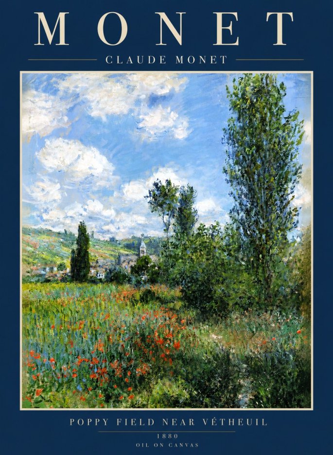 Monet Poppy Field Near Vétheuil No2 - Affiche