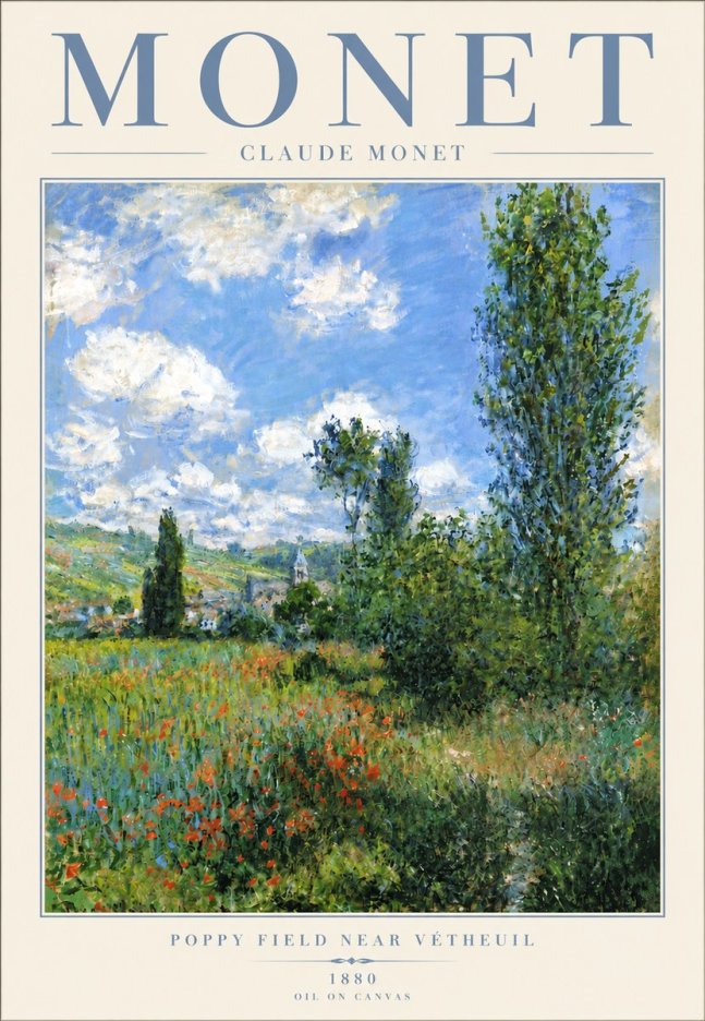 Monet Poppy Field Near Vétheuil No4 - Affiche