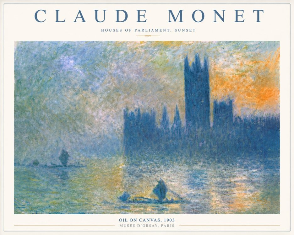 Monet Houses of Parliament, Sunset No6 - Affiche