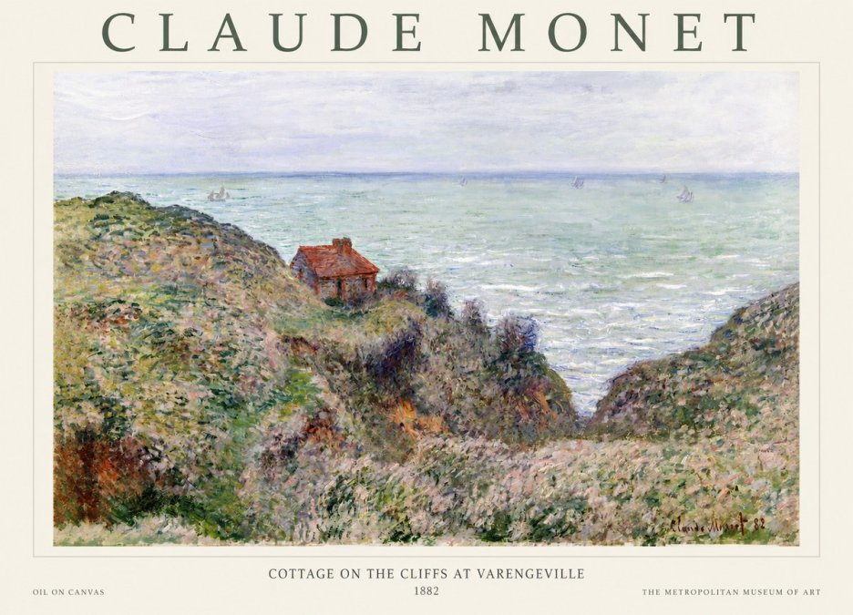 Monet Cottage on the Cliffs at Varengeville No1 - Affiche