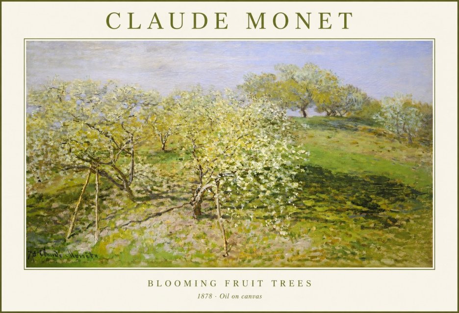 Monet Blooming Fruit Trees No1 - Affiche