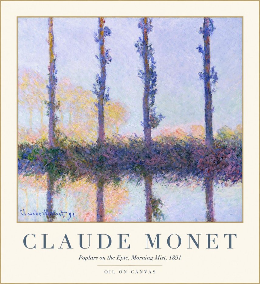 Monet Poplars on the Epte, Morning Mist, 1891 No1 - Affiche