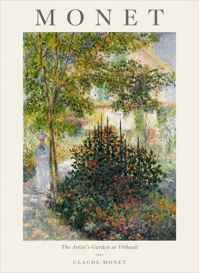 Monet The Artist's Garden at Vétheuil II No1 - Affiche