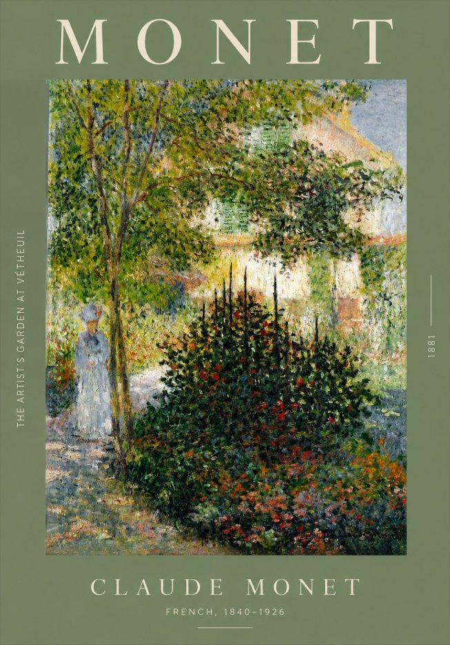 Monet The Artist's Garden at Vétheuil II No3 - Affiche