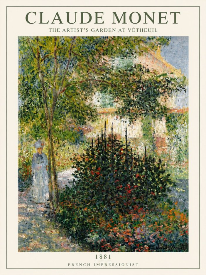 Monet The Artist's Garden at Vétheuil II No6 - Affiche