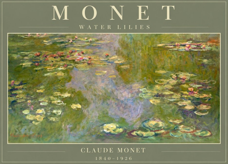 Monet Water Lilies V No2 - Affiche