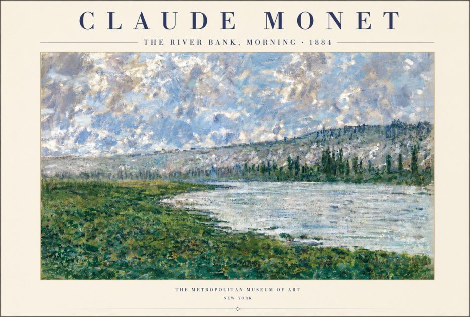 Monet The River Bank, Morning No4 - Affiche