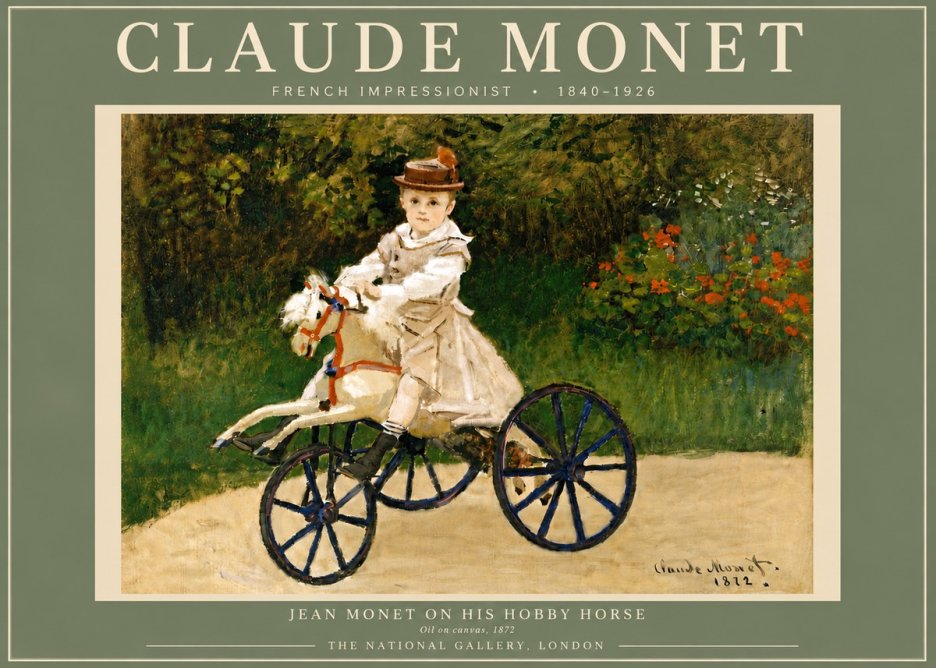 Monet Jean Monet on His Hobby Horse No5 - Affiche