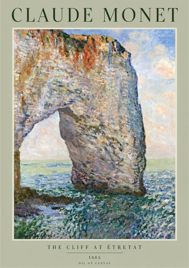 Monet The Cliff at Étretat No3 - Affiche