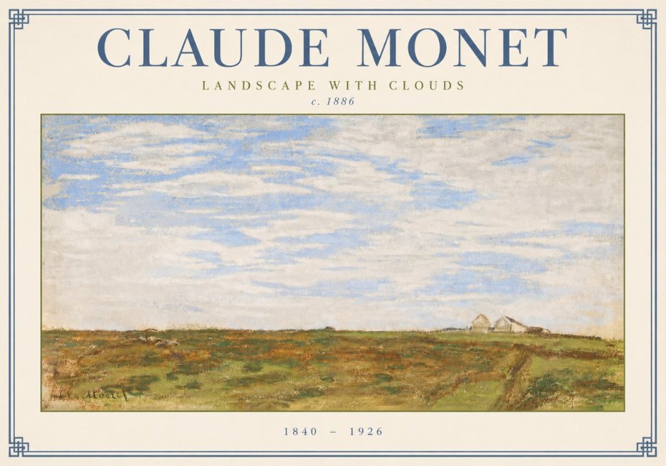 Monet Landscape with Clouds No3 - Affiche