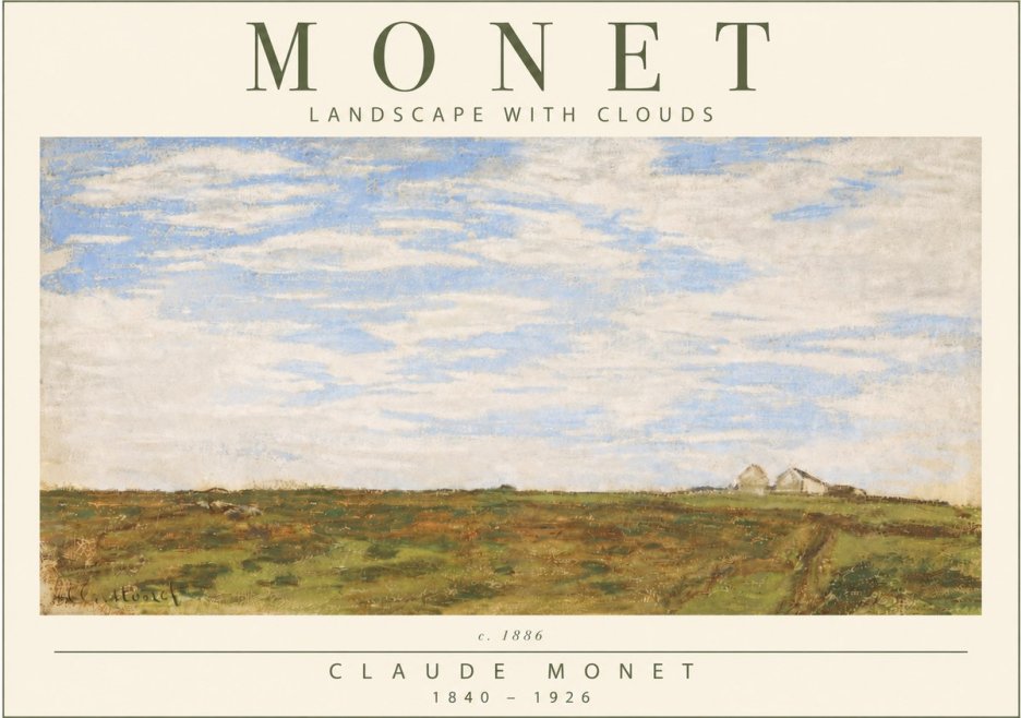 Monet Landscape with Clouds No4 - Affiche