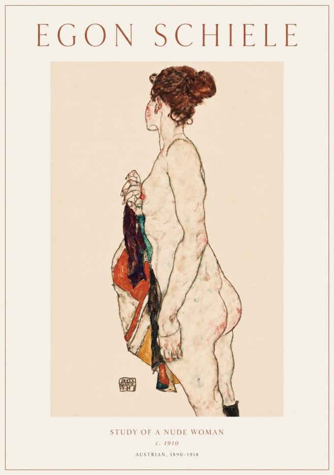 Schiele Study of a Nude Woman No1 - Affiche