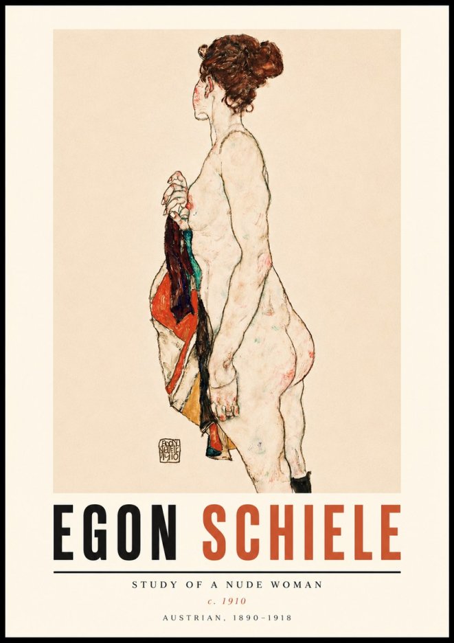 Schiele Study of a Nude Woman No3 - Affiche
