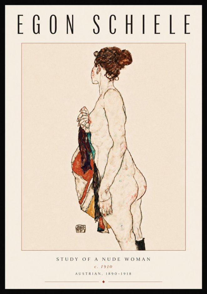 Schiele Study of a Nude Woman No6 - Affiche