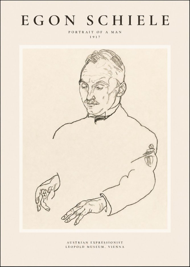 Schiele Portrait of a Man No1 - Affiche