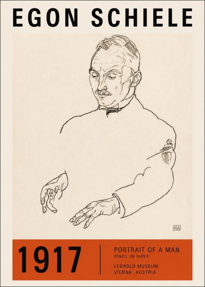 Schiele Portrait of a Man No2 - Affiche