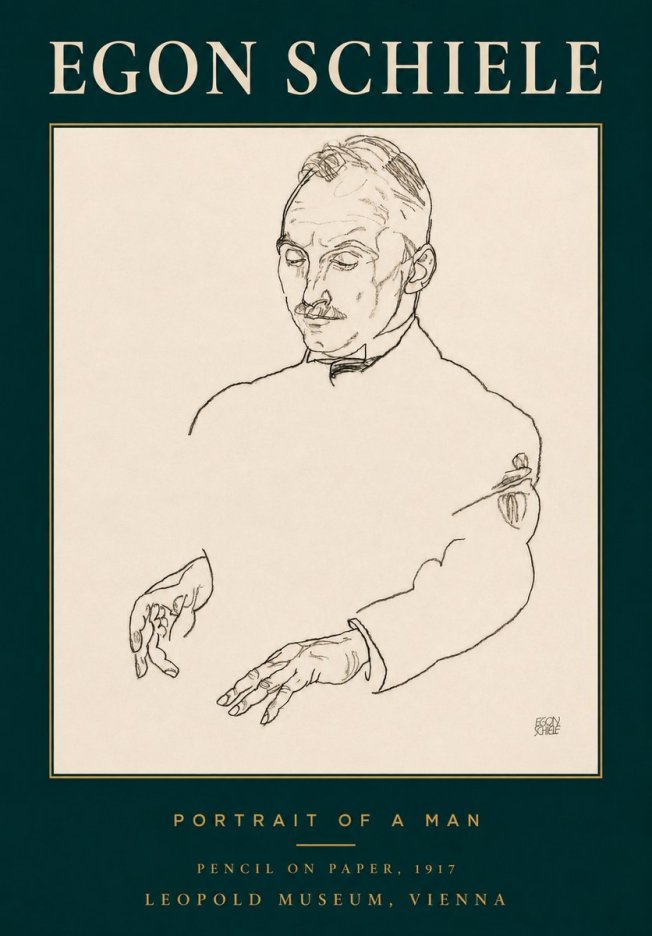 Schiele Portrait of a Man No3 - Affiche