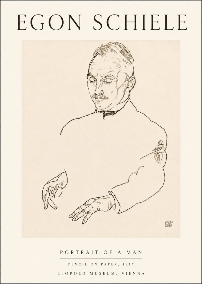 Schiele Portrait of a Man No4 - Affiche