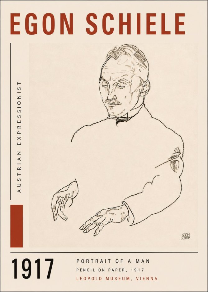 Schiele Portrait of a Man No5 - Affiche