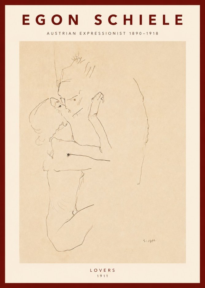 Schiele Lovers No2 - Affiche