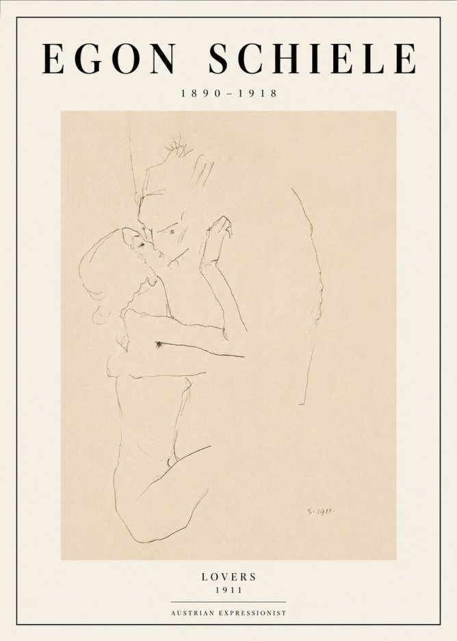 Schiele Lovers No3 - Affiche